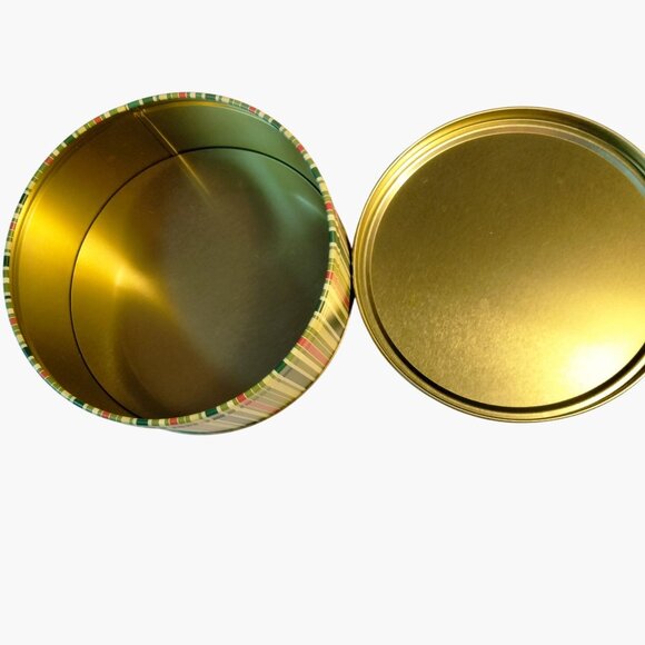 Brother Sister Cookie Tin Merry Christmas Happy New Year REd Green Canister - Picture 3 of 6